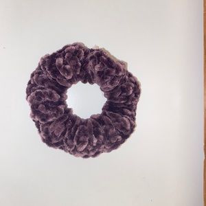 purple crocheted scrunchie